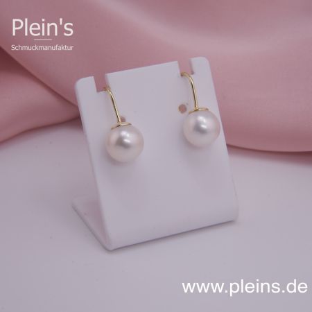 Weiße Perlen Ohrhänger 585 Gelbgold